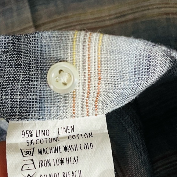 Billy Reid Blue Striped Linen Blend Long Sleeve Button Up Shirt - Picture 11 of 12